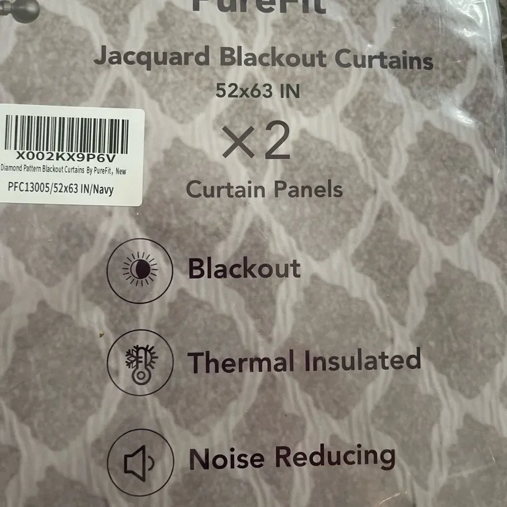 PureFit Jacquard Blackout ,52 x 63 inches Long, Set of 2 Grommet Curtain…